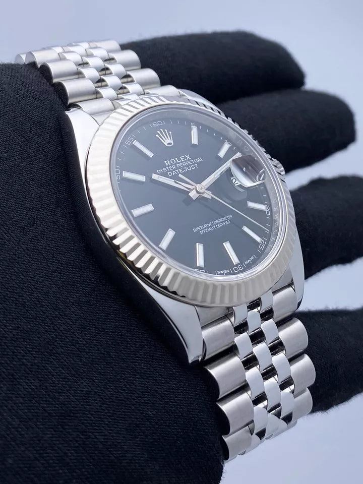 Rolex Datejust 41 Steel Black Index Dial Smooth Jubilee Automatic Watch - Master Copy