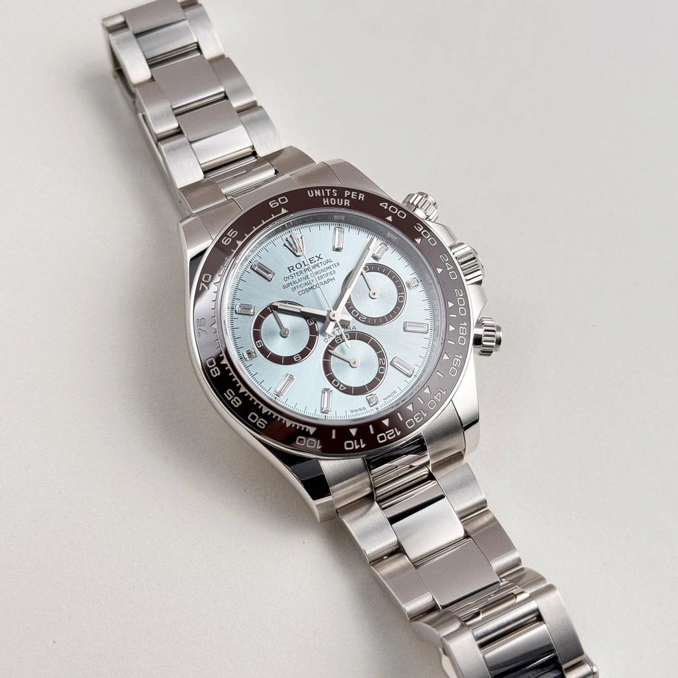 Rolex Daytona Platinum Ice Blue Baguette Dial (2024) - Master Copy