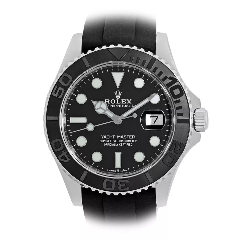 Rolex Yacht‑Master Silver Black Dial Oyster Rubber - Master Copy