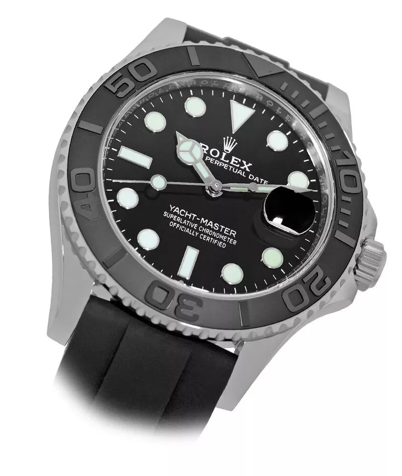 Rolex Yacht‑Master Silver Black Dial Oyster Rubber - Master Copy