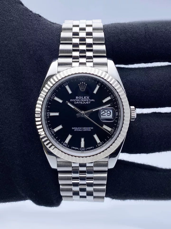 Rolex Datejust 41 Steel Black Index Dial Smooth Jubilee Automatic Watch - Master Copy