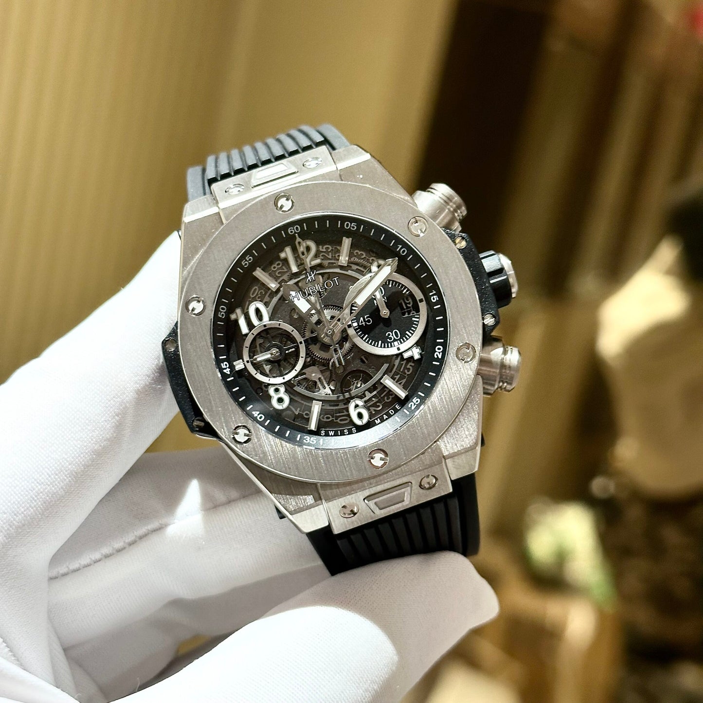 Hublot Watch Big Bang Black Rubber Strap 44mm - Master Copy