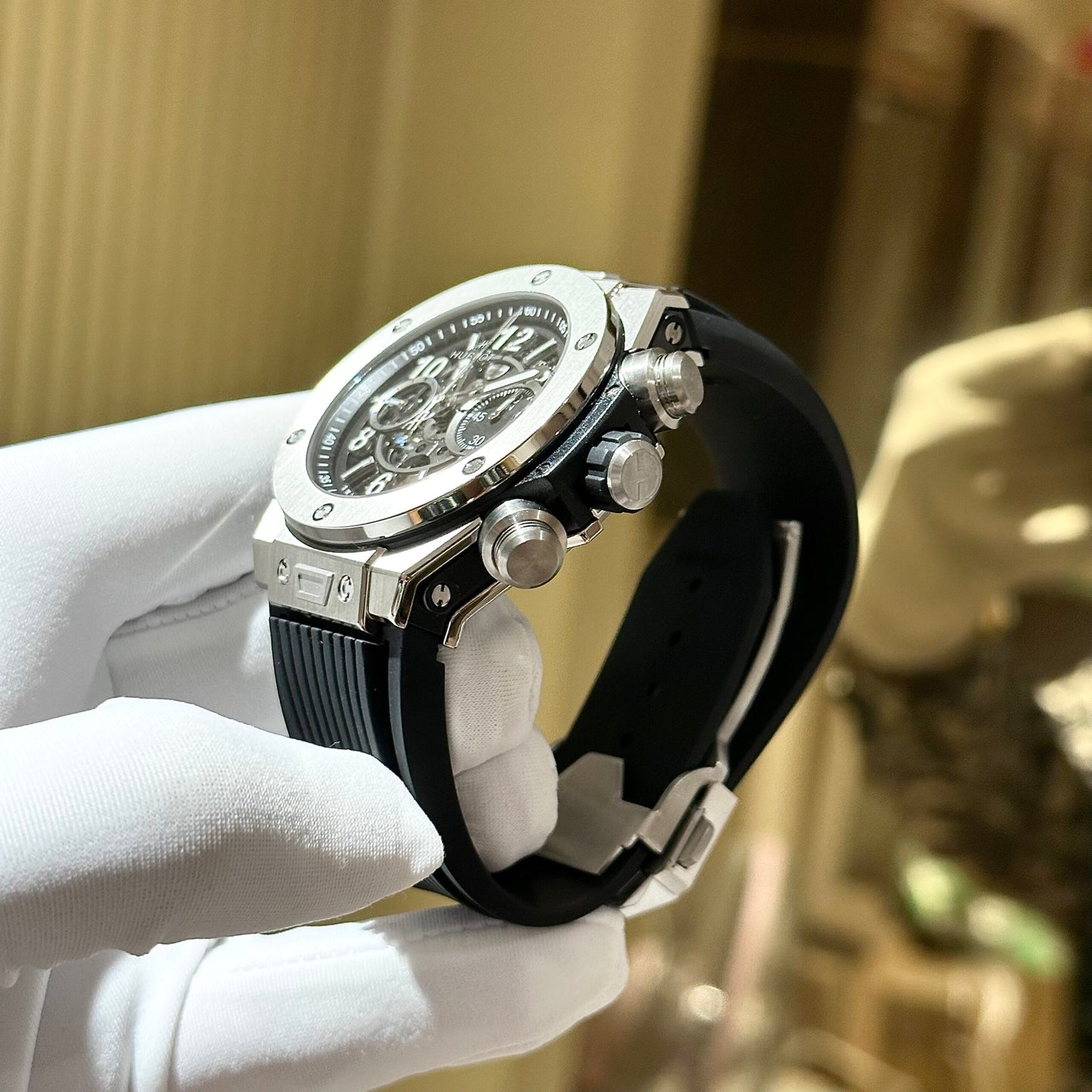 Hublot Watch Big Bang Black Rubber Strap 44mm - Master Copy