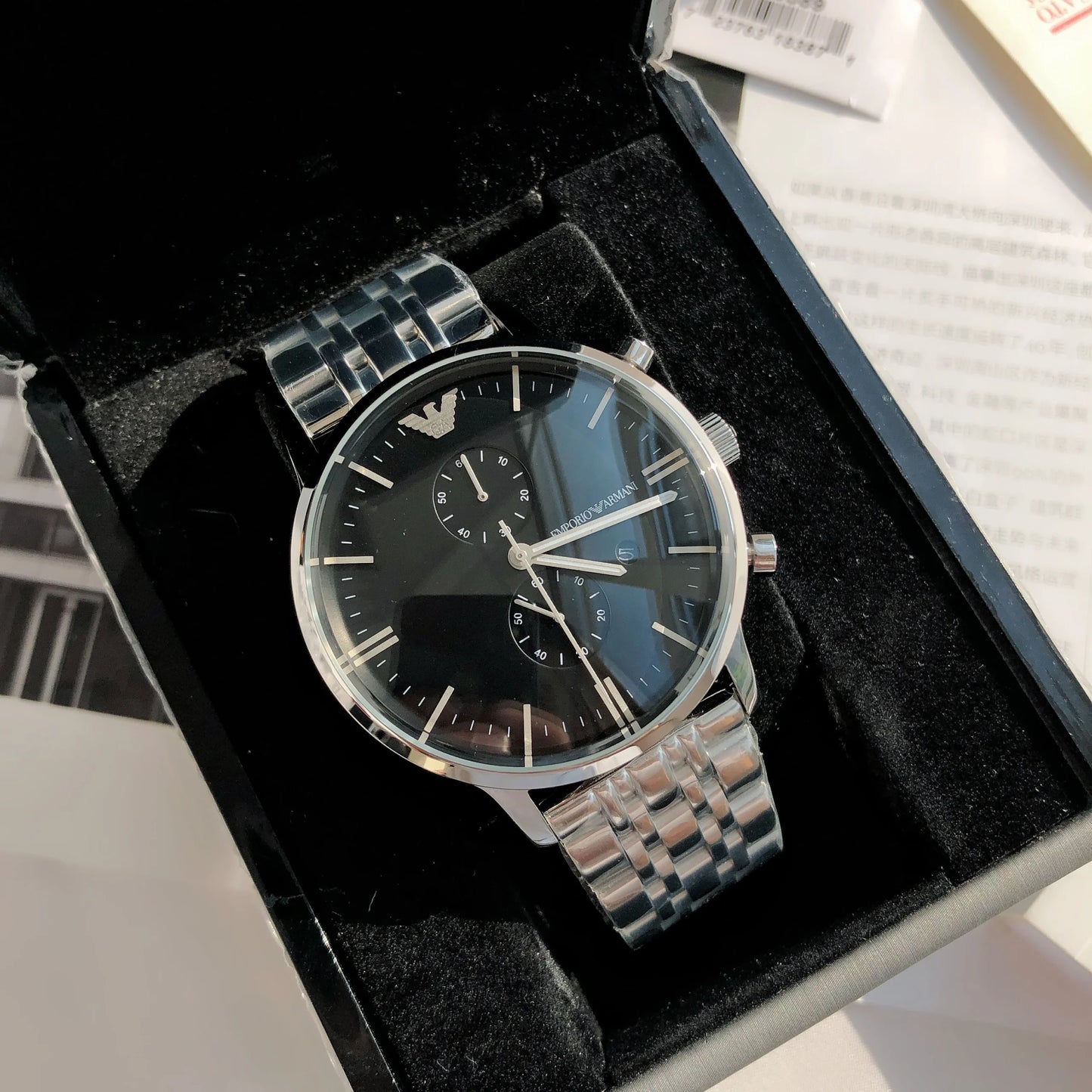 Emporio Armani Men's Chronograph Stainless Steel Watch AR0389 - Original