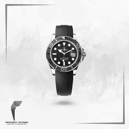 Rolex Yacht‑Master Silver Black Dial Oyster Rubber - Master Copy