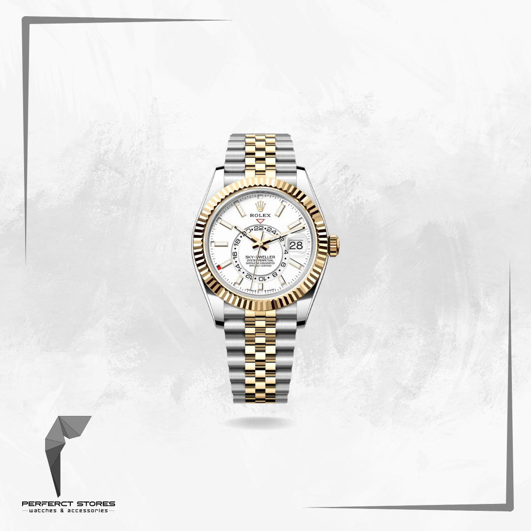 Rolex Sky-Dweller Stainless Steel & gold  Jubilee bracelet with White Dial - Master Copy