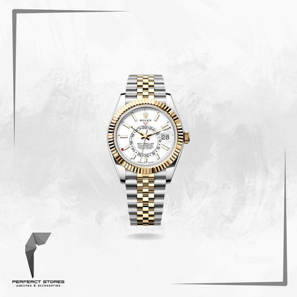 Rolex Sky-Dweller Stainless Steel & gold  Jubilee bracelet with White Dial - Master Copy