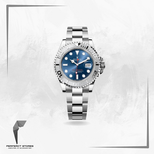 Rolex Yacht - Master Steel Platinum Blue Dial Automatic Watch - Master Copy