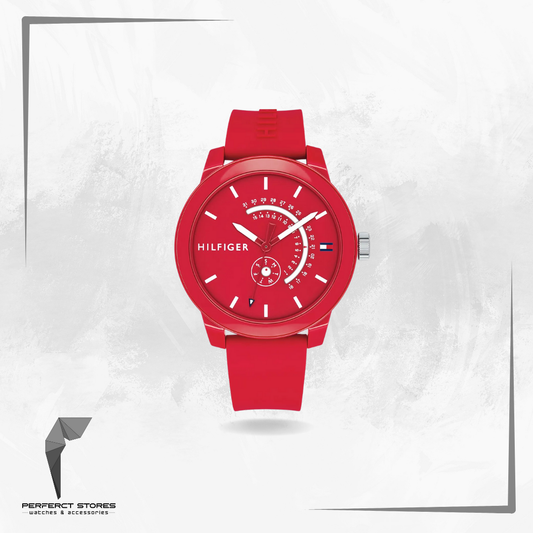 Tommy Hilfiger Red Silicone Men's Watch - 1791480 - Original