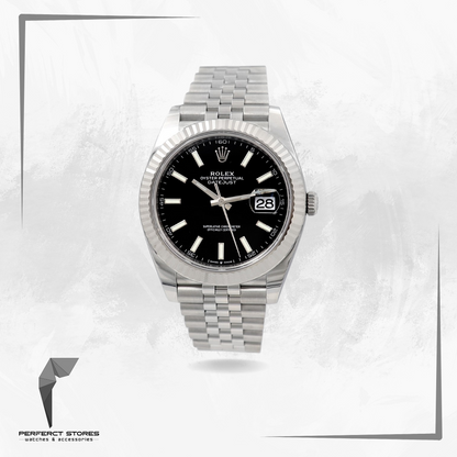 Rolex Datejust 41 Steel Black Index Dial Smooth Jubilee Automatic Watch - Master Copy