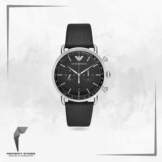 Emporio Armani Men's Chronograph Black Leather Watch AR11143 - Original