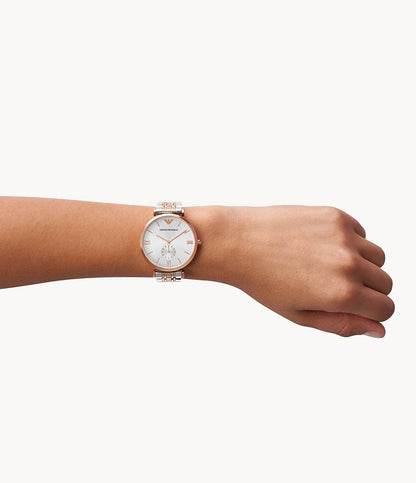 EMPORIO ARMANI Silver Dial Two-tone Stainless Steel Watch For Gents - AR1677 - Original