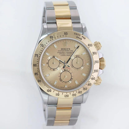 Rolex Daytona specifically model 116503, which features a two-tone yellow gold and stainless steel design with gold dial