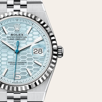 Rolex Land-Dweller  (Reference 127336-0001) with an ice-blue dial