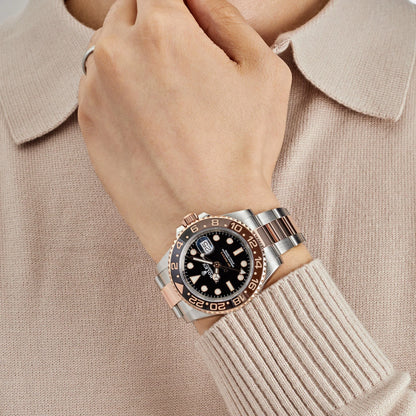 Rolex GMT-Master II 'Root Beer' Rose Gold Stainless Black Dial - Master Copy