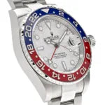 Rolex GMT-Master featuring a unique meteorite dial and a blue and red ceramic "Pepsi" bezel.