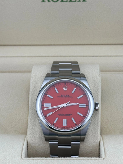 Rolex Oyster Perpetual Domed Bezel Red Dial - Master Copy
