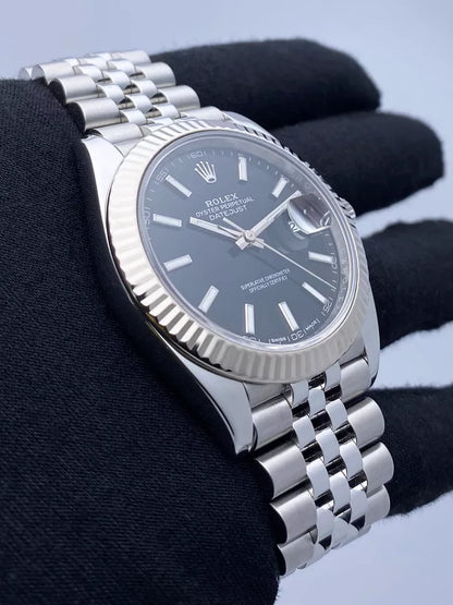 Rolex Datejust 41 Steel Black Index Dial Smooth Jubilee Automatic Watch - Master Copy
