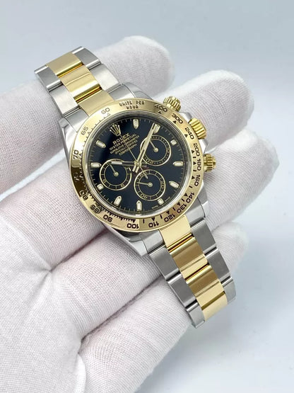 Rolex Daytona Black Dial Yellow Gold & Steel Chronograph - Master Copy
