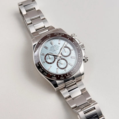 Rolex Daytona Platinum Ice Blue Baguette Dial (2024) - Master Copy