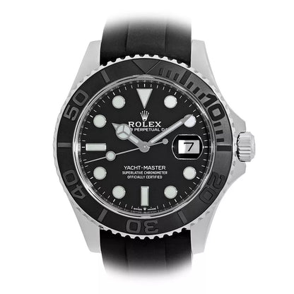 Rolex Yacht‑Master Silver Black Dial Oyster Rubber - Master Copy